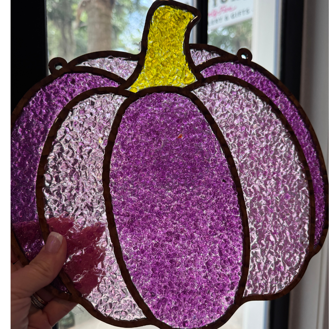 Pink/Purple Crushed Glass & Resin Pumpkin