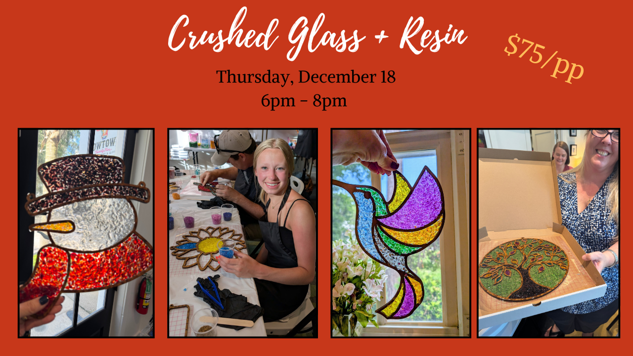 FORT WORTH: Crushed Glass and Resin Class: Thursday, December 18 6pm-8pm